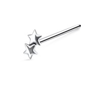 Double Stars Silver Straight Nose Stud NSKA-1008